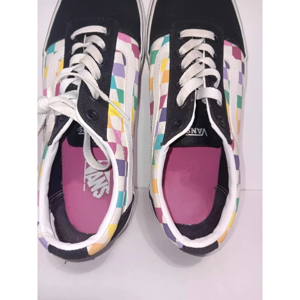 Vans  Black /Colorful Checkered Board Sneakers Women's Sz 10